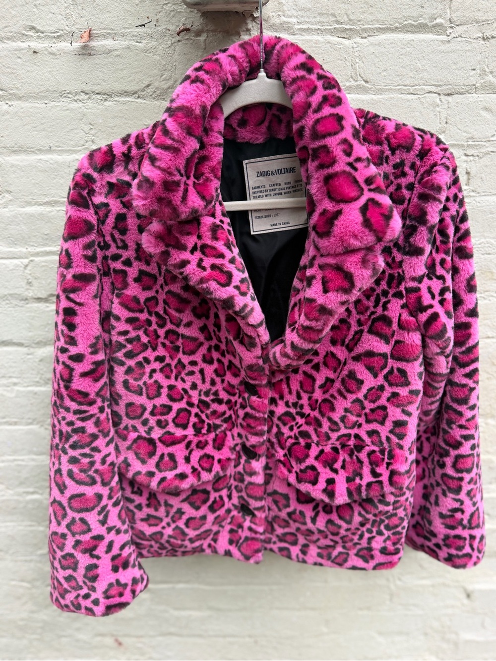 Stunning like new Zadig & Voltaire Pink Leopard Faux-Fur Lila jacket